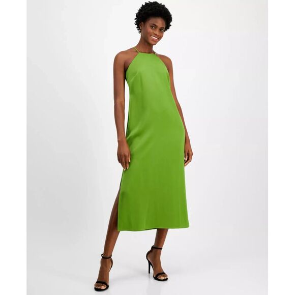 Anne Klein Women's Dress Sz 0 High-Neck Sleeveless Side-Slit - Picture 1 of 3